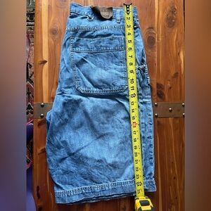 Tommy Hilfiger Blue Denim Shorts with Leather Logo Tab